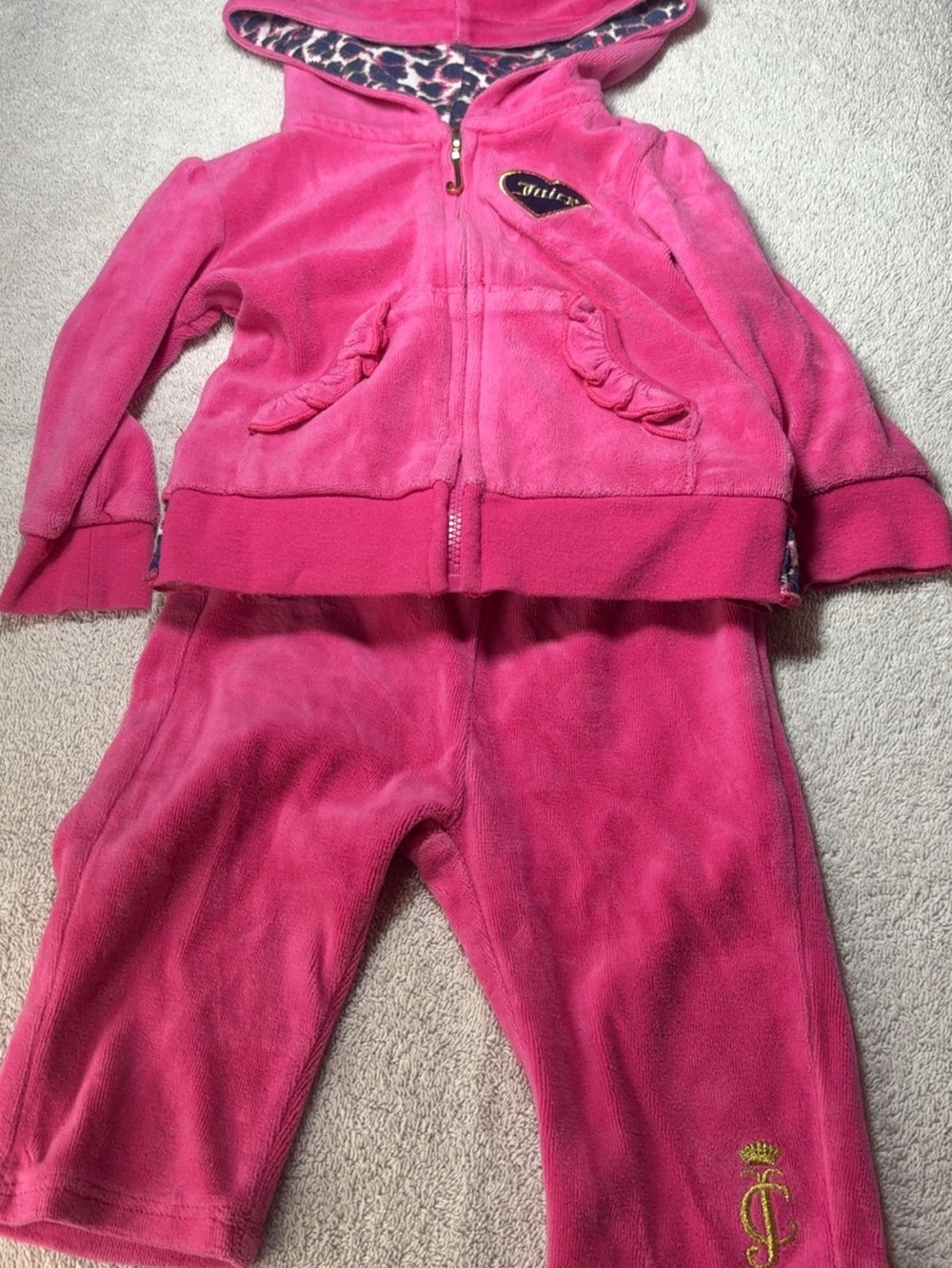 Juicy Couture Bright Pink Girls' Hooded Tracksuit Set